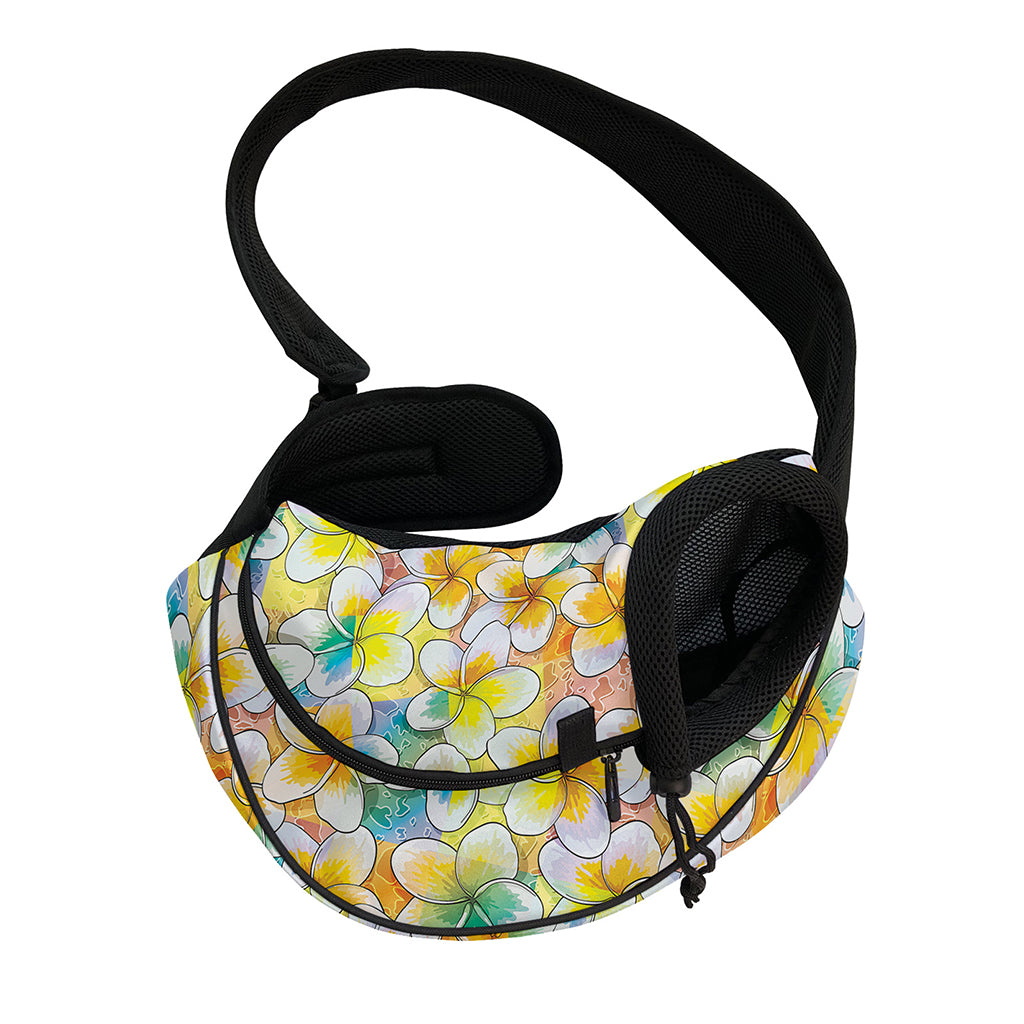 Colorful Frangipani Pattern Print Pet Sling Carrier