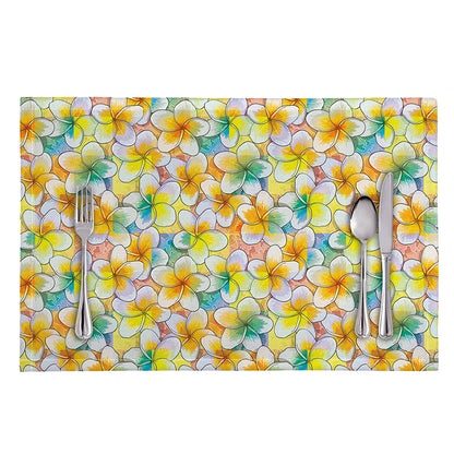 Colorful Frangipani Pattern Print Placemat