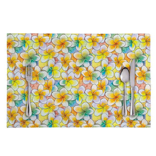 Colorful Frangipani Pattern Print Placemat