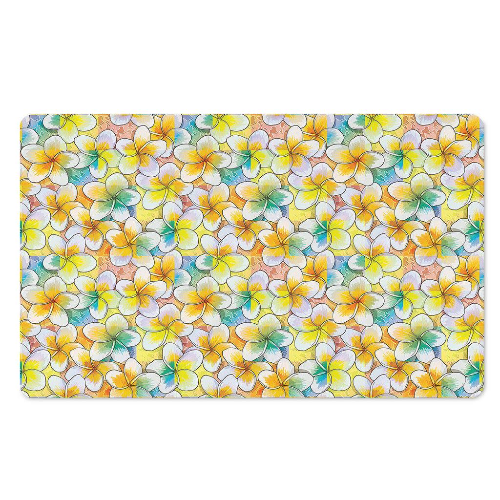 Colorful Frangipani Pattern Print Polyester Doormat