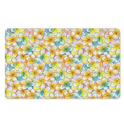 Colorful Frangipani Pattern Print Polyester Doormat