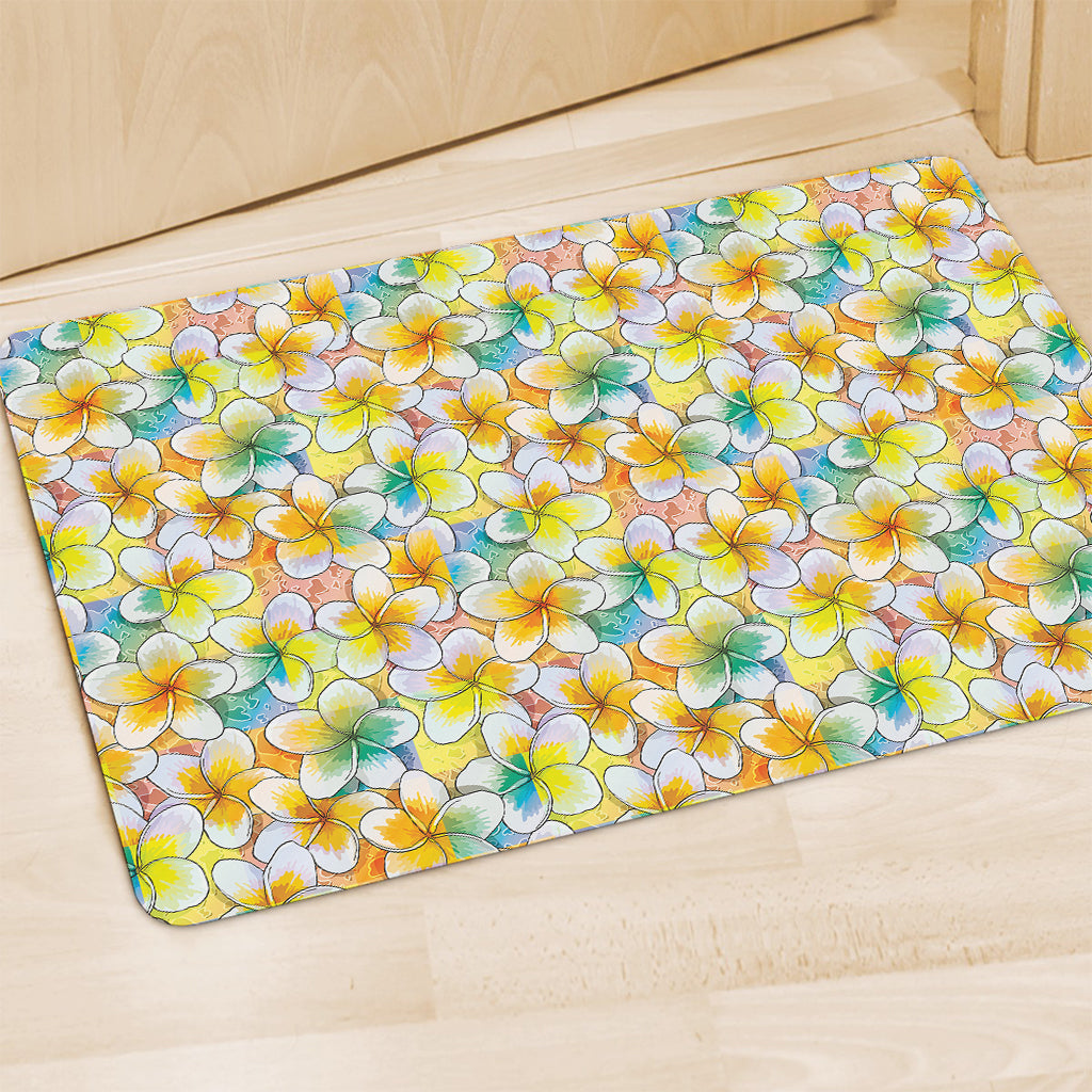 Colorful Frangipani Pattern Print Polyester Doormat