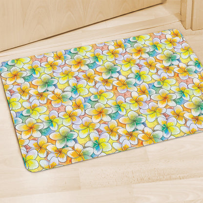 Colorful Frangipani Pattern Print Polyester Doormat