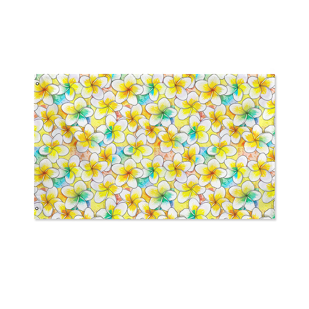 Colorful Frangipani Pattern Print Polyester Flag