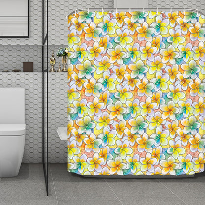 Colorful Frangipani Pattern Print Polyester Shower Curtain