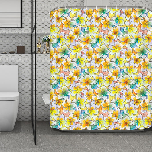 Colorful Frangipani Pattern Print Polyester Shower Curtain