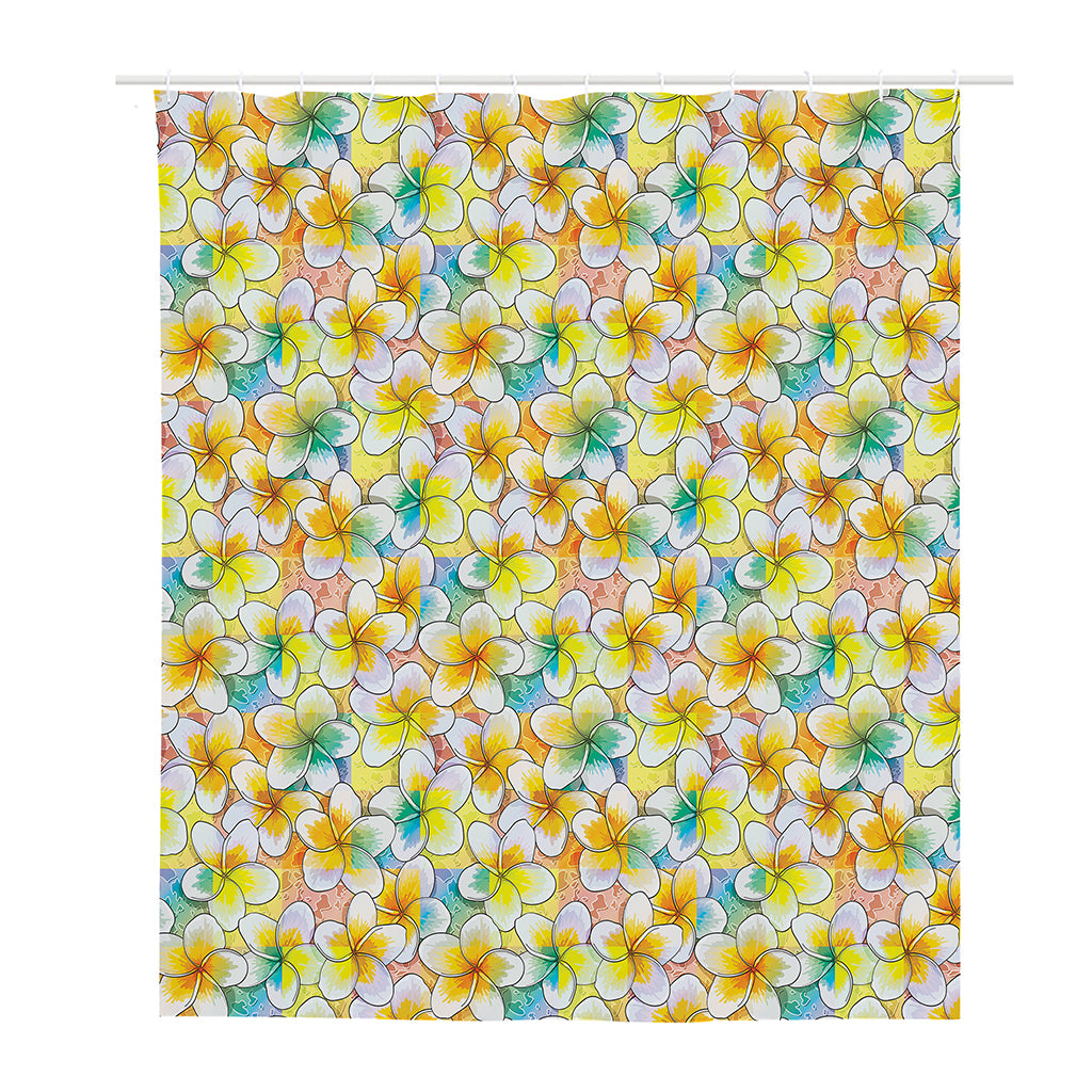 Colorful Frangipani Pattern Print Polyester Shower Curtain
