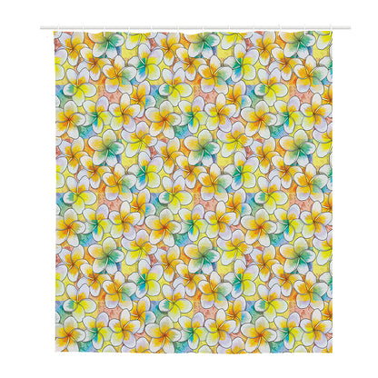 Colorful Frangipani Pattern Print Polyester Shower Curtain