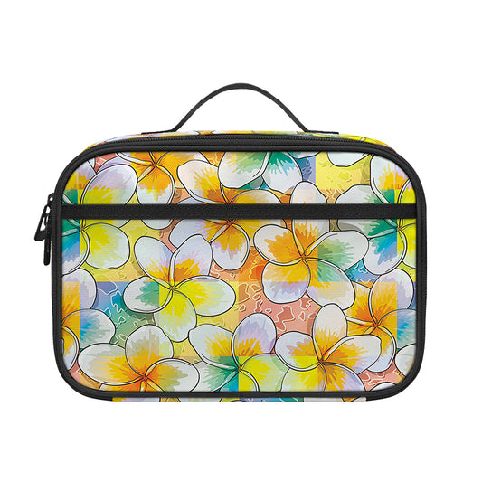 Colorful Frangipani Pattern Print Portable Lunch Bag