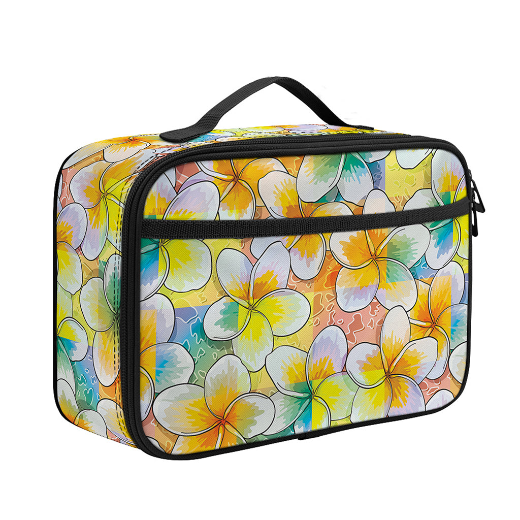 Colorful Frangipani Pattern Print Portable Lunch Bag