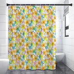 Colorful Frangipani Pattern Print Premium Shower Curtain