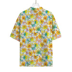 Colorful Frangipani Pattern Print Rayon Hawaiian Shirt
