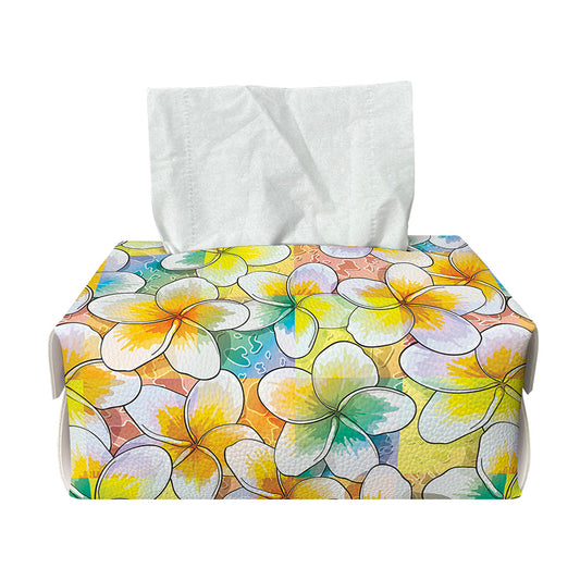 Colorful Frangipani Pattern Print Rectangle Tissue Box Cover