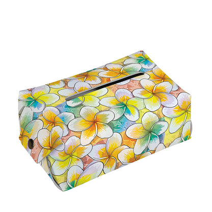Colorful Frangipani Pattern Print Rectangle Tissue Box Cover