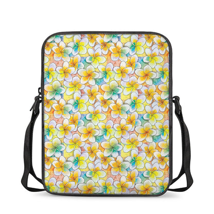 Colorful Frangipani Pattern Print Rectangular Crossbody Bag