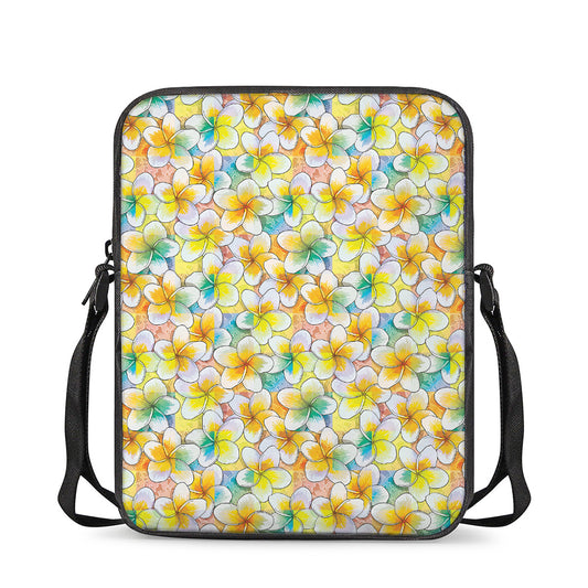 Colorful Frangipani Pattern Print Rectangular Crossbody Bag