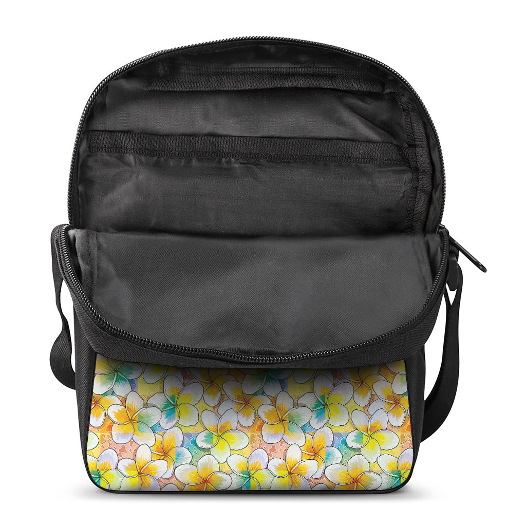 Colorful Frangipani Pattern Print Rectangular Crossbody Bag
