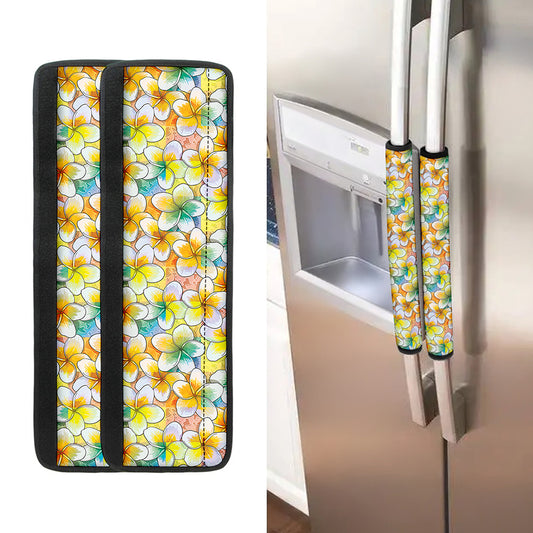 Colorful Frangipani Pattern Print Refrigerator Handle Covers