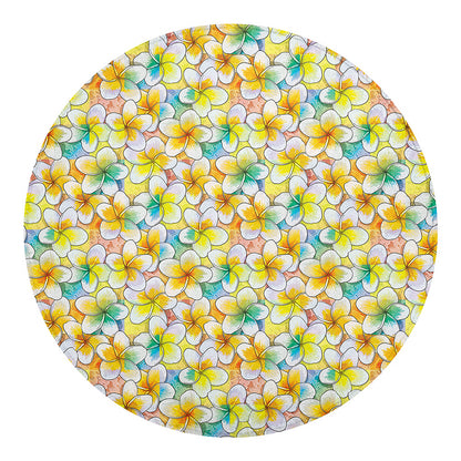 Colorful Frangipani Pattern Print Round Blanket
