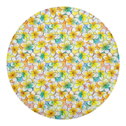 Colorful Frangipani Pattern Print Round Blanket