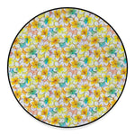 Colorful Frangipani Pattern Print Round Floor Mat