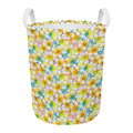 Colorful Frangipani Pattern Print Round Laundry Basket
