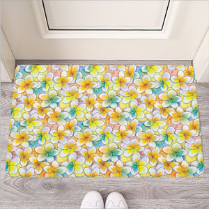 Colorful Frangipani Pattern Print Rubber Doormat