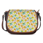Colorful Frangipani Pattern Print Saddle Bag