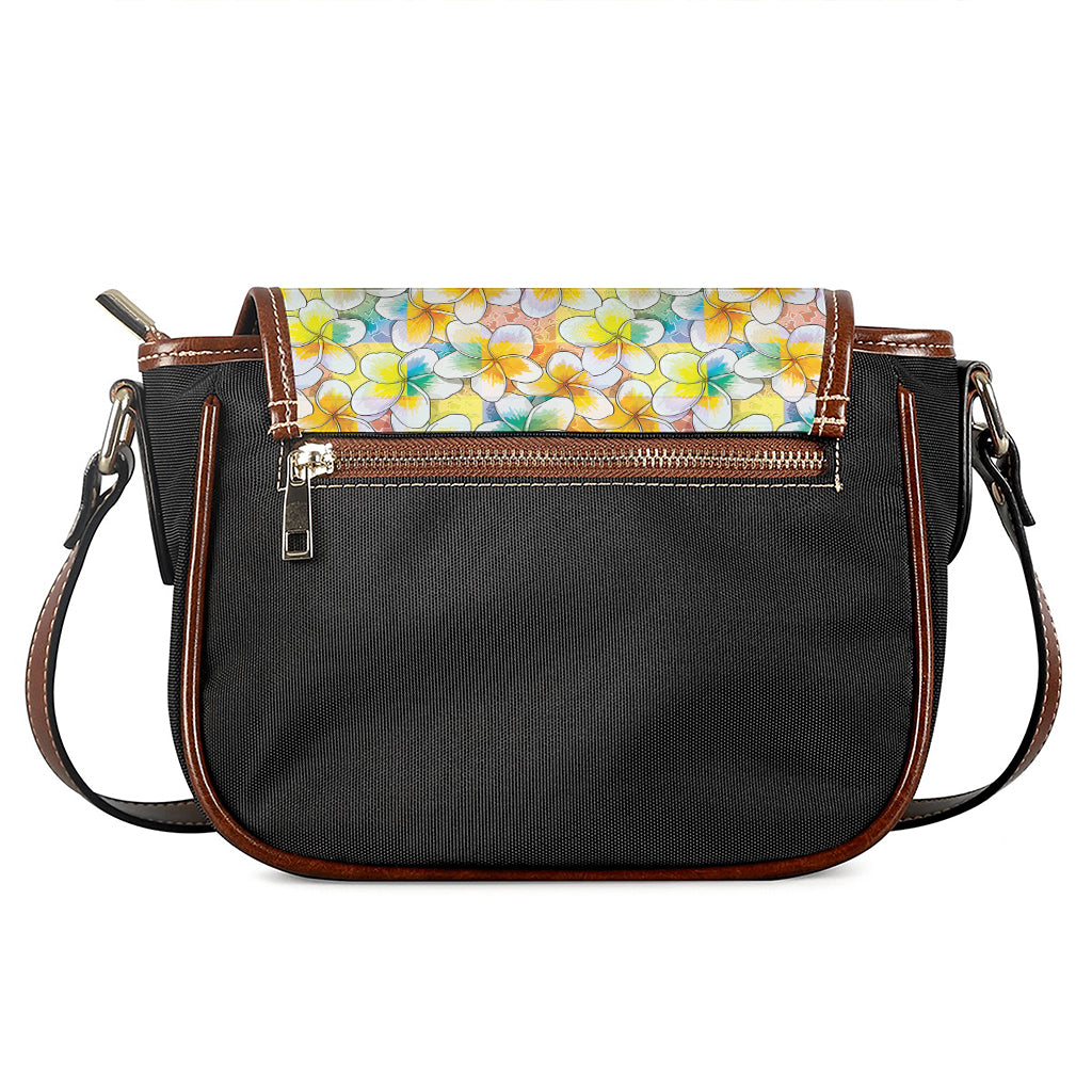 Colorful Frangipani Pattern Print Saddle Bag