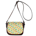 Colorful Frangipani Pattern Print Saddle Bag