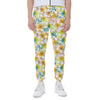 Colorful Frangipani Pattern Print Scuba Joggers