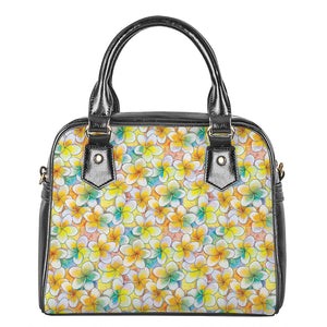 Colorful Frangipani Pattern Print Shoulder Handbag