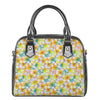 Colorful Frangipani Pattern Print Shoulder Handbag