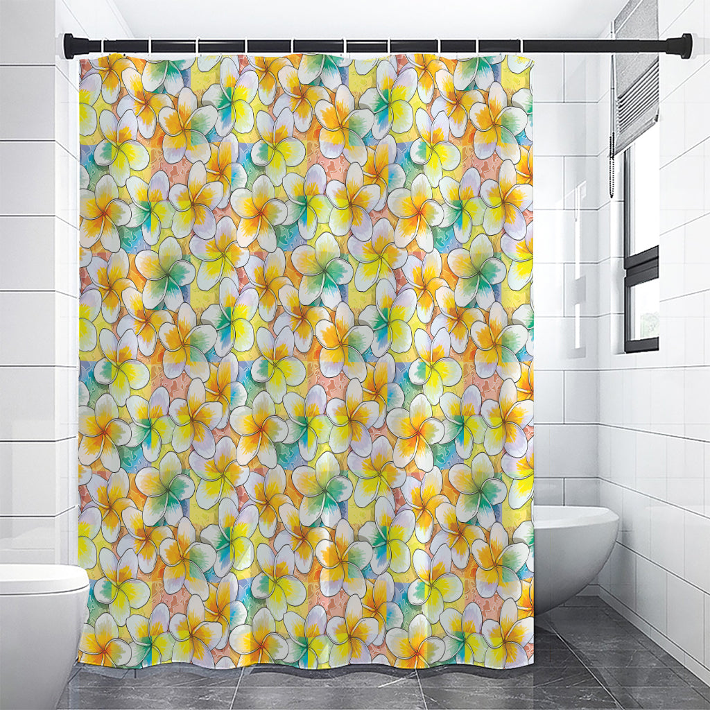 Colorful Frangipani Pattern Print Shower Curtain