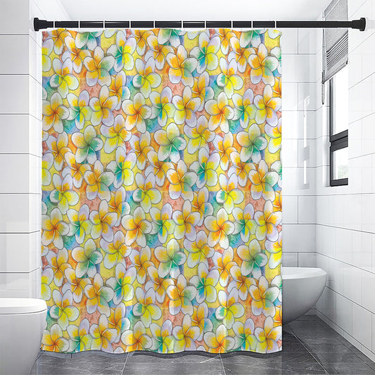 Colorful Frangipani Pattern Print Shower Curtain