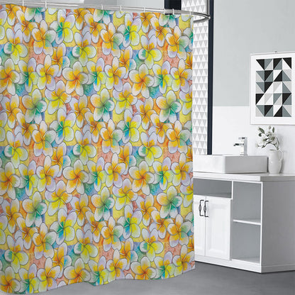 Colorful Frangipani Pattern Print Shower Curtain