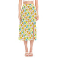 Colorful Frangipani Pattern Print Side Slit Midi Skirt