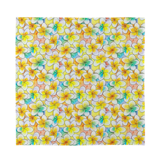 Colorful Frangipani Pattern Print Silk Bandana