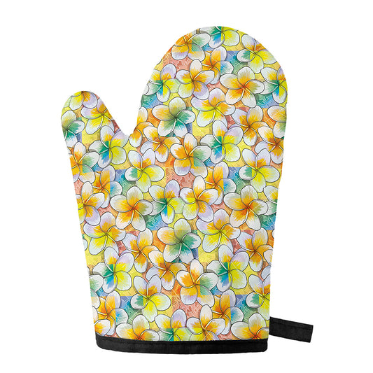Colorful Frangipani Pattern Print Single Oven Mitt