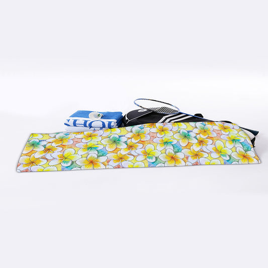 Colorful Frangipani Pattern Print Sports Towel