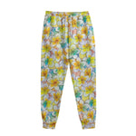 Colorful Frangipani Pattern Print Sweatpants