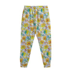 Colorful Frangipani Pattern Print Sweatpants