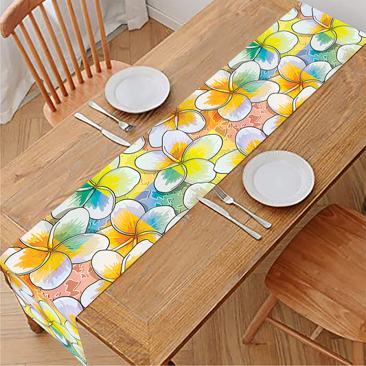 Colorful Frangipani Pattern Print Table Runner