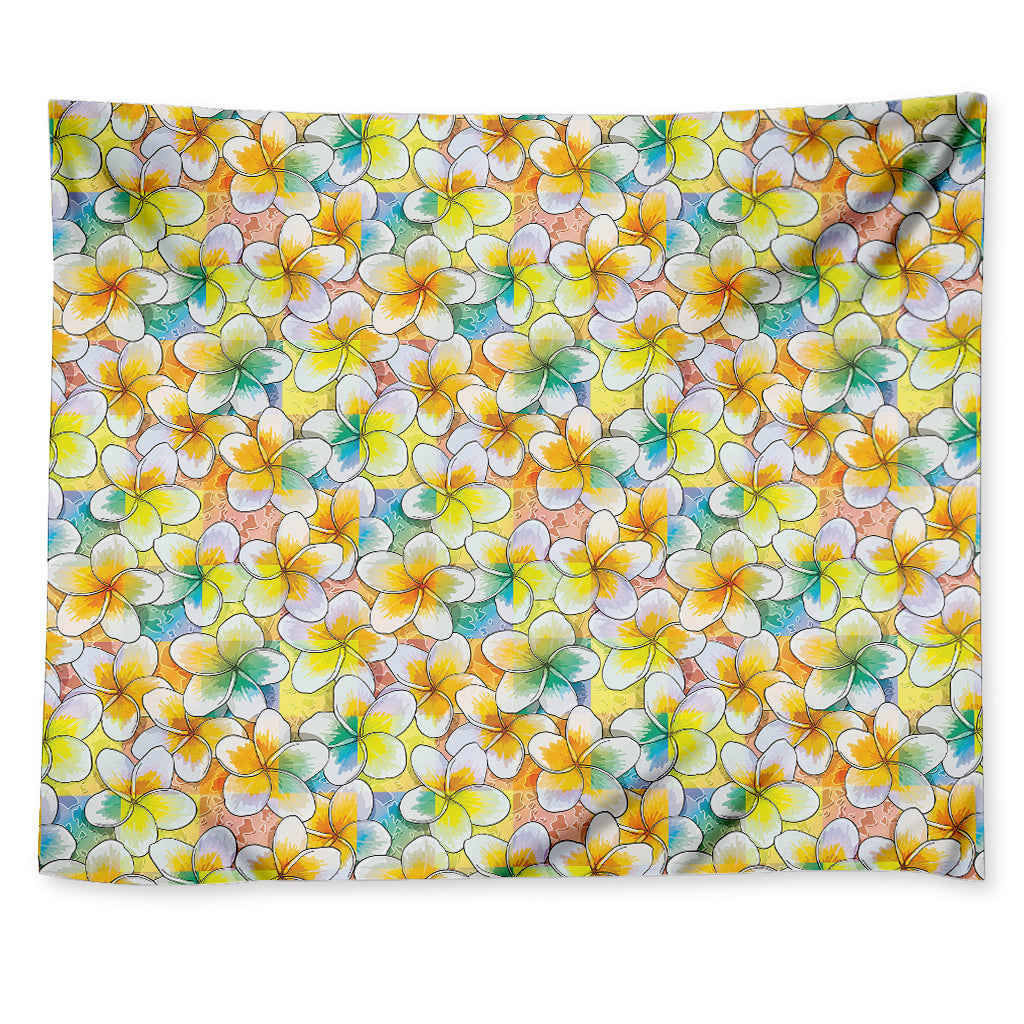Colorful Frangipani Pattern Print Tapestry