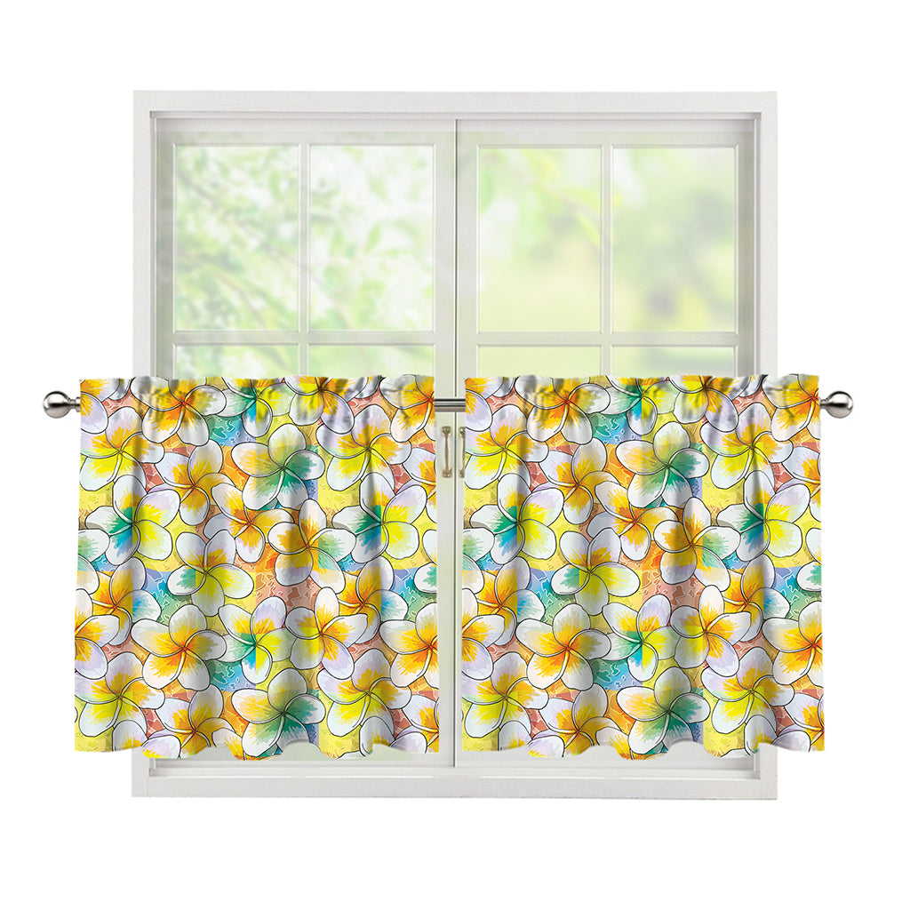 Colorful Frangipani Pattern Print Tier Curtains