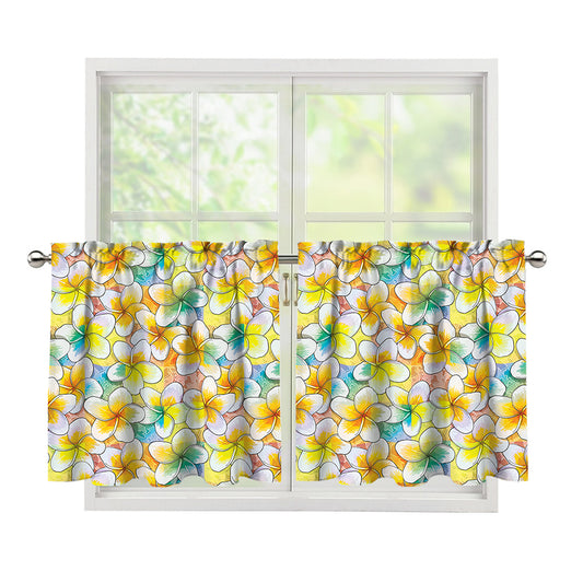 Colorful Frangipani Pattern Print Tier Curtains