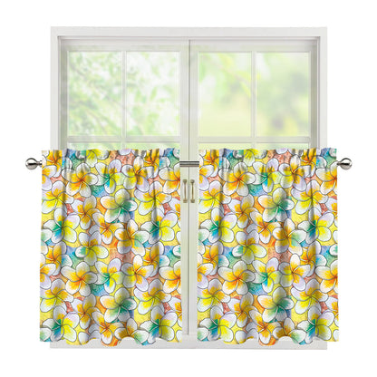 Colorful Frangipani Pattern Print Tier Curtains