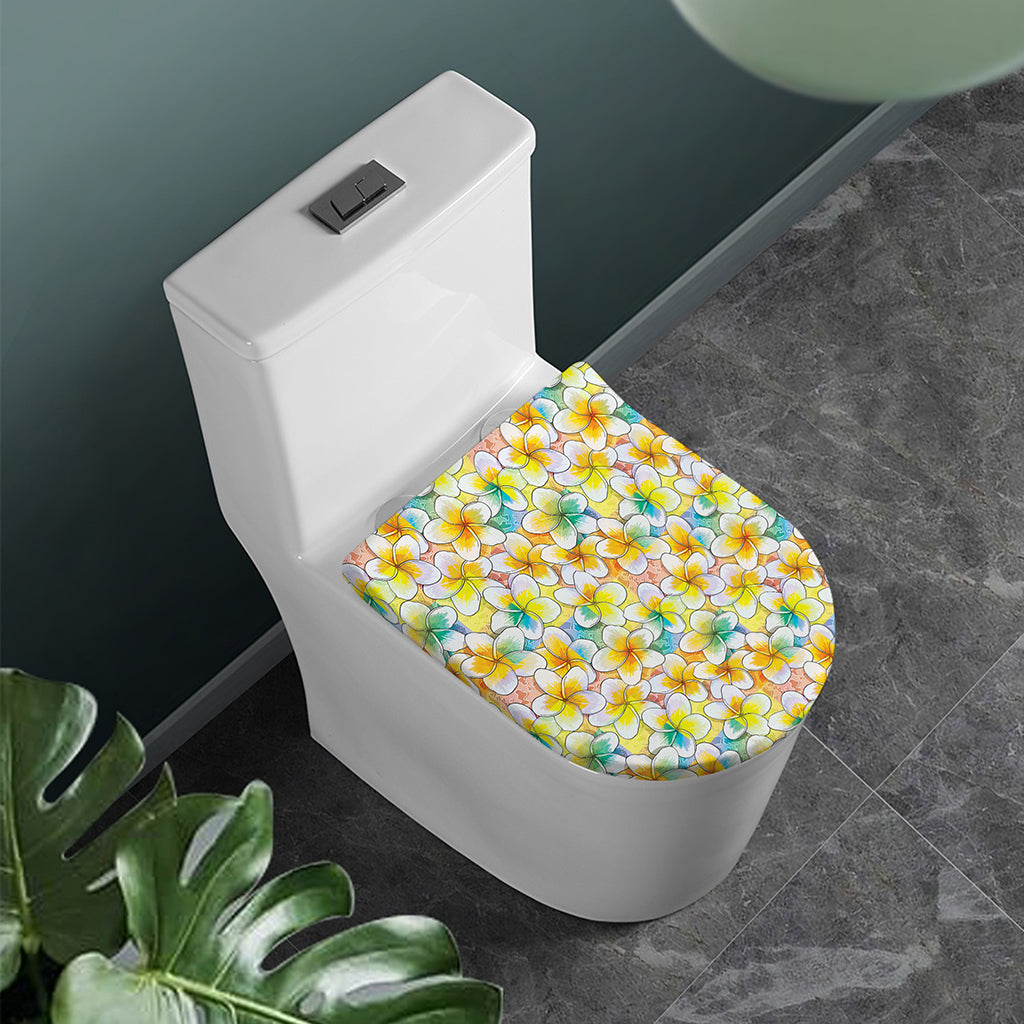 Colorful Frangipani Pattern Print Toilet Lid Cover