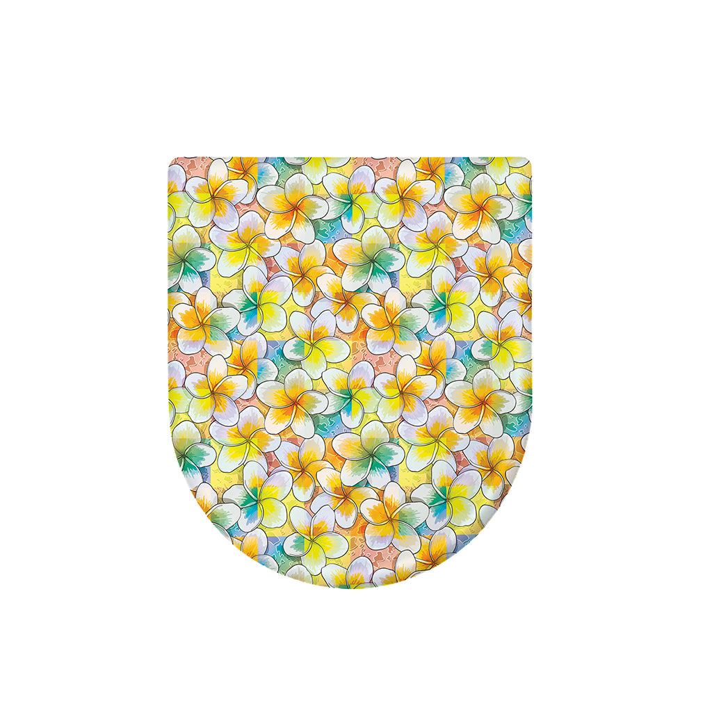 Colorful Frangipani Pattern Print Toilet Lid Cover
