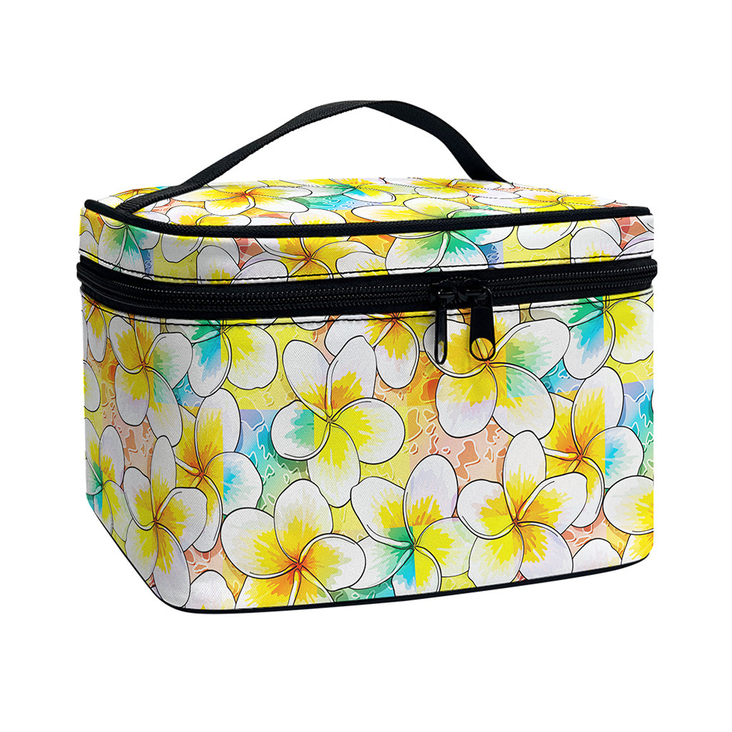 Colorful Frangipani Pattern Print Travel Makeup Bag